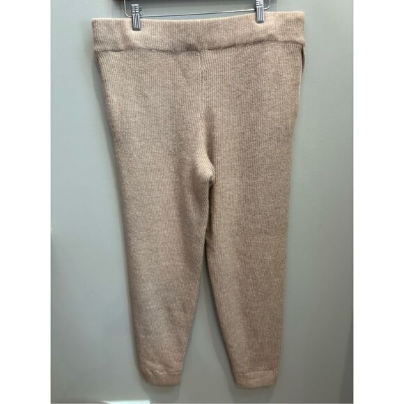 Express NWT L tan acrylic nylon blend sweater joggers w-side pockets drawstring - Picture 2 of 5